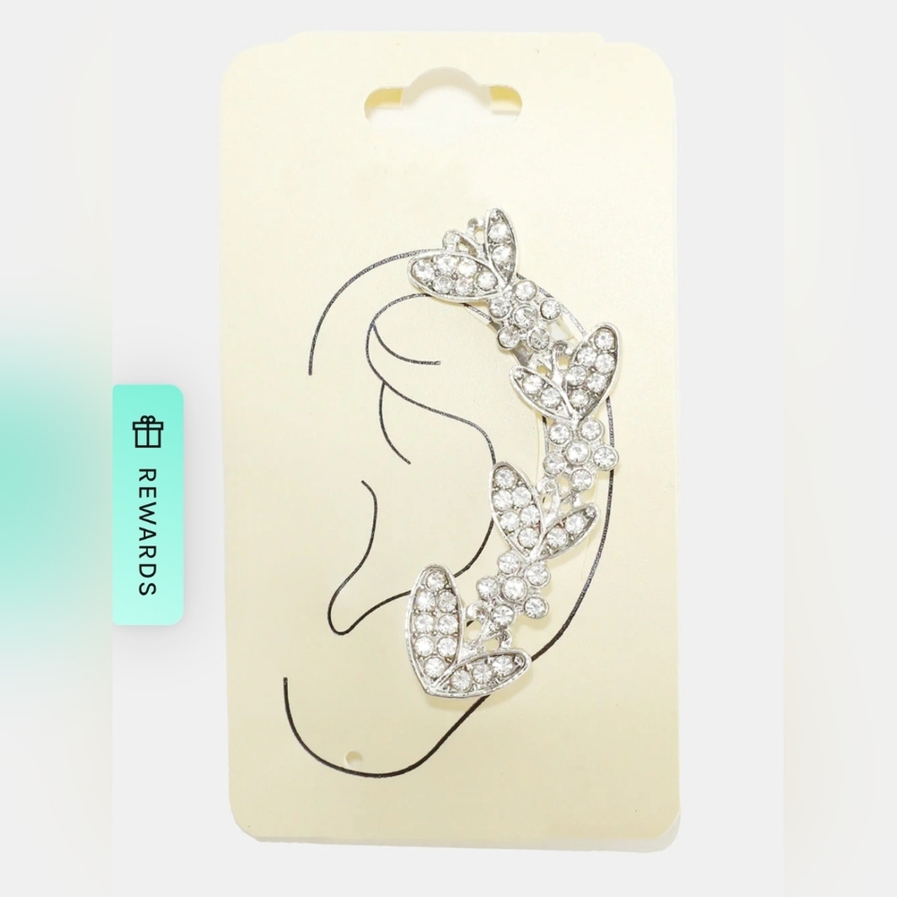 Silver Rhinestone Leaf Ear Cuff BNIB - Picture 4 of 4